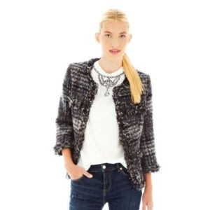 Joe Fresh fringe‎ cropped tweed blazer